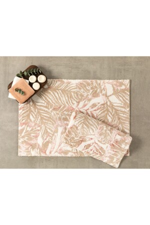 Foliage Cotton Flush Cotton Badezimmer-Set WeißHellgrauRosa 10034497 - 4