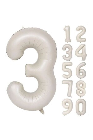 Folienballon 3 Nummern Heliumballon 76 cm Cremefarbe - 3 Jahre alter Ballon - 3 Nummernballon-Meersand-beige Farbe - 1