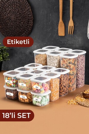 Foly Etiketli Kare Erzak Saklama Kabı 18'li Set 6x(0,55 LİTRE, 1,2 LİTRE, 1,75 LİTRE) BNM18LI - 2