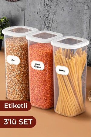 Foly Etiketli Kare Erzak Saklama Kabı 3'lü Set Büyük Boy 1,75 Litre BNM-0735 - 3