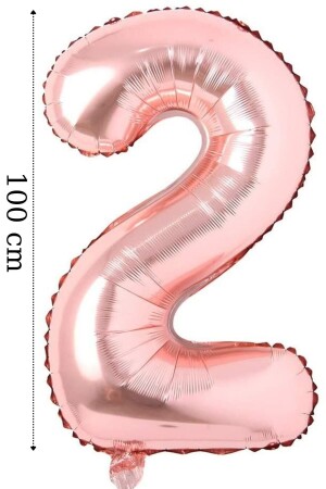 Folyo Balon 2 Rakamı Helyum Balon 100 Cm Rose Renk - 2 Yaş Balonu - 2 Yaş Balon -2 Rakam Balon - 1