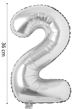 Folyo Balon 2 Rakamı Helyum Balon 36 Cm Gümüş Renk - Doğum Günü Parti Seti Malzemeleri -2 Yaş Balonu - 1