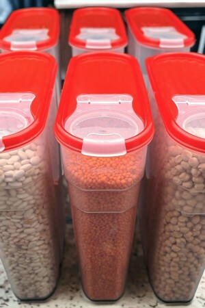 Food Pulses Speisekammer-Aufbewahrungsbehälter, 6er-Set, Luxusbox (4 LT), Mitgift-Set, 12-teilig, Silikonhülle, Rot, rt147iş458811 - 8