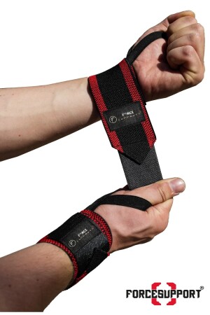 Force Fitness Crossfit-Armband zur Körpergewichtsunterstützung mit schwarz-rotem Streifen (2 Stück) Şk-122 ŞK-122 - 4