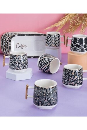 Forest Catering Teller Zebra gepunktetes Steinmuster Kaffeetassen-Set für 6 Personen 0091 KAI-22-0091/12 - ACAR