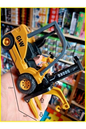 Forklift Diecast Model Iş Makinası Kırılmaz Sağlam Oyuncak Hareketli Metal Lift Ve Kanca 45654746765 - 1