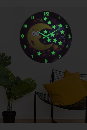 Fosforlu Çocuk Odası Duvar Saati - Dijital Baskı - 48 Cm eckidclock - 4