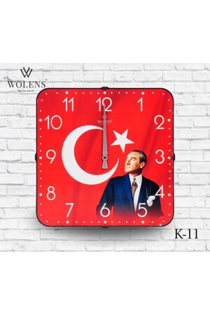 Foto YiğitWolens ATATURKLU Wanduhr 33X33 cm Gebogenes Echtglas - 2