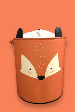 Fox Tasarımlı Ağzı Büzgülü Bebek Çocuk Odası Düzenleyici Saklama Kutusu Oyuncak Kirli Sepeti 37x40 - 1