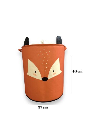 Fox Tasarımlı Ağzı Büzgülü Bebek Çocuk Odası Düzenleyici Saklama Kutusu Oyuncak Kirli Sepeti 37x40 - 5
