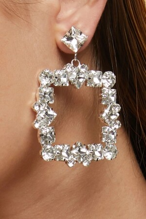 فئة المربع للنساء النموذج العريضة الزيركون الحجر الماسية ثوب مساء الزفاف الخصومة الأقراط العروسية FR133 الأقراط ال - Furtek Aksesuar