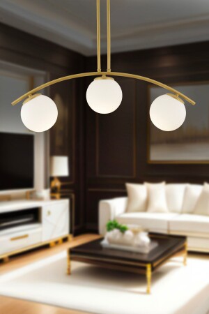 Fralde 3 Lü Gold Modern Mutfak Cafe Restoran için Uygun Retro Salon Avize 3472-03-FG - Apliqa