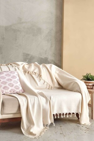 Fransen-Baumwoll-Piqué Double Loris Ecru (200 x 230 cm) 0903010124007 - Elart