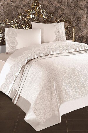 Fransız Güpürlü Karaca Pike Takımı Krem (6 Parça) PT0128 - Lovessa Home