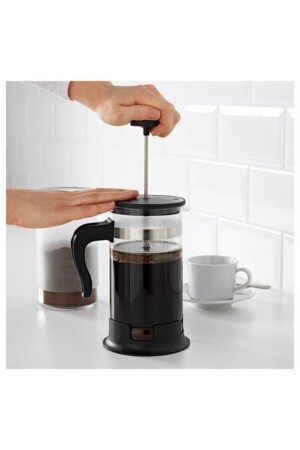 French Press aus schwarzem Glas, 1 l - 3