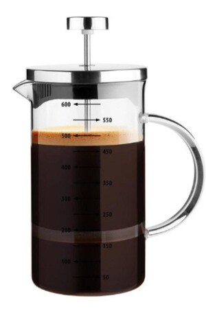 French Press Demlik Ölçü Kabı 3in1 Ürün Borosilikat Cam Frenchpress 600 ml Vira-Demlik - 1