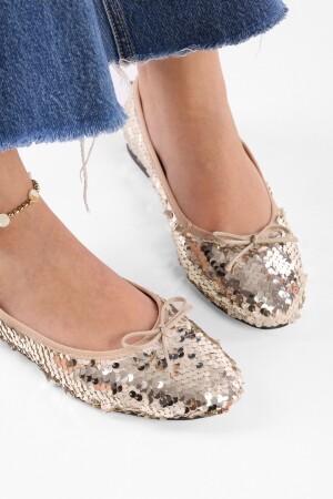 Frenchie Daily-Ballerinas mit goldenen Pailletten für Damen - 4