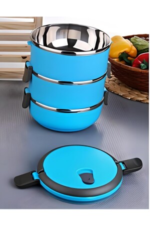 Freshbox Güntaç 3-lagige auslaufsichere Lebensmittel-Thermos-Lunchbox 2. 25 Lt Blue Thermosfresh3 - 2