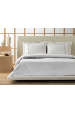 Freya besticktes Baumwollsatin-Doppelbettbezug-Set 200 x 220 cm weiß TYC8J6GE7N168724924266508 - English Home