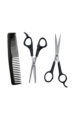 Friseur-Set, Haarschneide- und Effilierschere, Kamm, Geschenkset, 3 Stück, TG_70630567 - 1