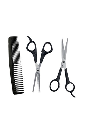 Friseur-Set, Haarschneide- und Effilierschere, Kamm, Geschenkset, 3 Stück, TG_70630567 - 2