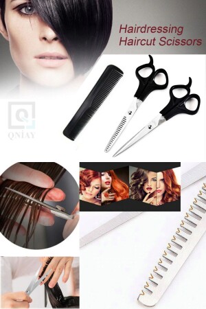 Friseur-Set Haarschneide- und Effilierschere und Kamm – Friseurschere Zwischenschere Kamm 3er-Set KLS897056 - 2