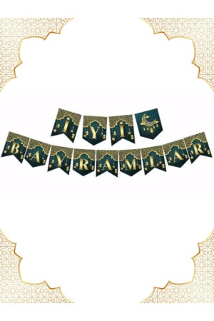 Frohe Feiertage geschrieben Zick-Zack-Banner 190 cm Ramadan Fest Dekoration Schriftzug - Mypartyready