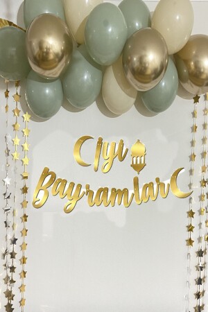 Frohe Feiertage Gold Gold Kalligraphie Schriftzug beleuchtetes Ballon-Set Eid al-Fitr Raum-Veranstaltungsort-Dekorationsbanner 200220231222 - 3