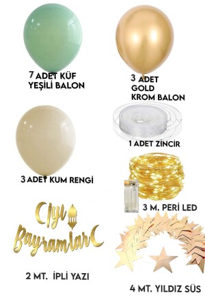 Frohe Feiertage Gold Gold Kalligraphie Schriftzug beleuchtetes Ballon-Set Eid al-Fitr Raum-Veranstaltungsort-Dekorationsbanner 200220231222 - 5