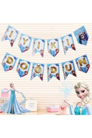 Frozen Elsa Anna Karlar Kraliçesi Karlar Ülkesi 5 Yaş Doğum Günü Konsepti Süsleme Seti - 4