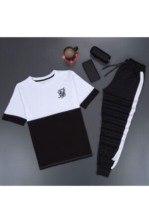 Fs bedrucktes schwarzes Trainingsanzug-Set mit weißen Streifen Es802/c-17-WhiteStripe - uyguntarz