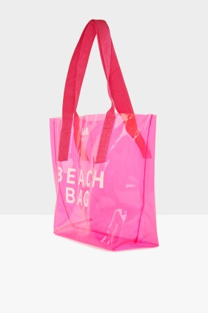 Fuchsia Strandtasche für Damen, bedruckt, transparent, Strandtasche M000007257 - 2