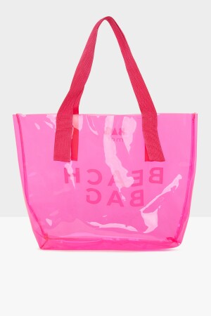 Fuchsia Strandtasche für Damen, bedruckt, transparent, Strandtasche M000007257 - 3