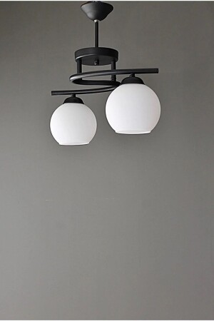 MNZ-Fuji ديكورات حديثة اللون الأسود الزجاج المدخن غرفة المعيشة - المطبخ - غرفة النوم 2 قطع الشموع - Fer Avize