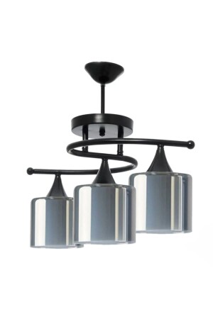 Fuji Salon - Mutfak - Yatak Odası Siyah Modern Füme Çift Camlı Üçlü Avize Fujisiyahfümeüçlü - Modavize