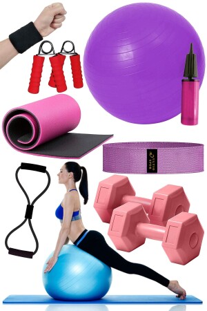 Full Ekipman Pilates Seti Harika Ekonomik Set Yoga Seti Kalınminder Mat Pilates Minderi - 1