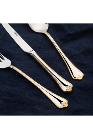 Fulya Gold Plain 72-teiliges Gabel-Löffel-Messer-Set - 4