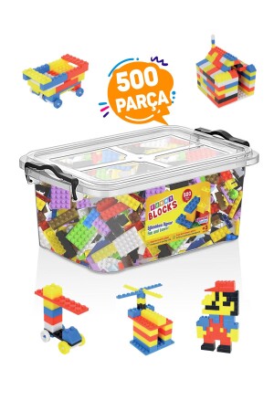 Funny Blocks Micro Block 500 Teile Bausteine ​​mit Kunststoffbox PRT-SK0112 - 1