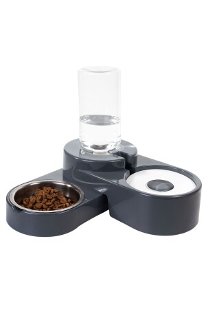 Futter- und Wassernapf-Set für Katzen und Hunde mit verstellbarer Eckkammer und Stahlnapf 1000 ml - 1