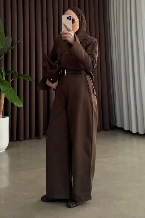 Gabardin Özel Seri Pinterest Takım Kahve - Nuuwears