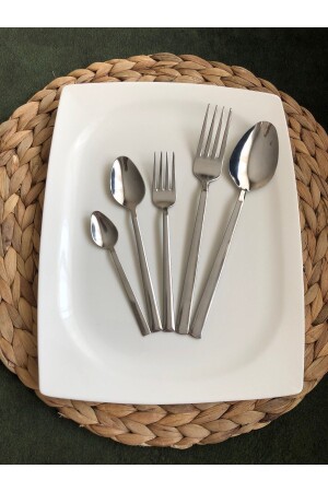 Gabel-Löffel-Set, einfarbig, Stabmodell, 30-teilig, Gabel-Löffel-Set für 6 Personen, 42 - 2