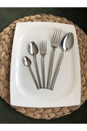 Gabel-Löffel-Set, einfarbig, Stabmodell, 30-teilig, Gabel-Löffel-Set für 6 Personen, 42 - 4