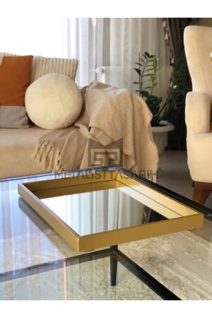 Gala Dekoratif Aynalı Tepsi Mat Gold Renk 30x40cm ATGL3040GLD1 - 3