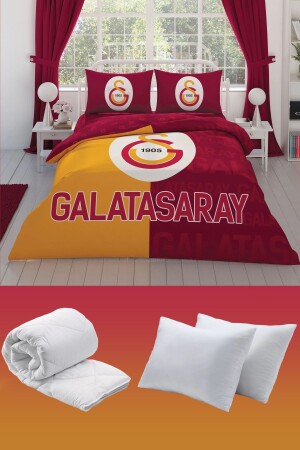 Galatasaray Parçalı Logo Çift Kişilik 7 Parça Yatak Seti - Nevresim Takımı - Yorgan - Yastık - Taç