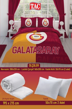 Galatasaray Parçalı Logo Çift Kişilik 7 Parça Yatak Seti - Nevresim Takımı - Yorgan - Yastık - 3