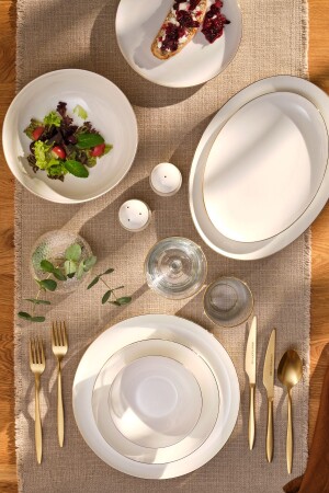 Galia Fine Bone 59 Parça 12 Kişilik Yemek Takımı Yuvarlak Gold 600.15.01.2580 - Emsan