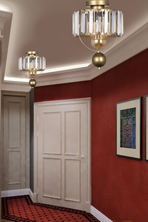 Galon Tekli Lux Kristal Eskitme Tavan Montaj Avize BEG1028-1 - Begüsa