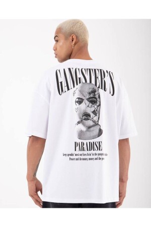 Gangsta Paradise Baskılı Oversize T-shirt %100 Pamuklu Penye Kumaş GANGSTAAAA - 2