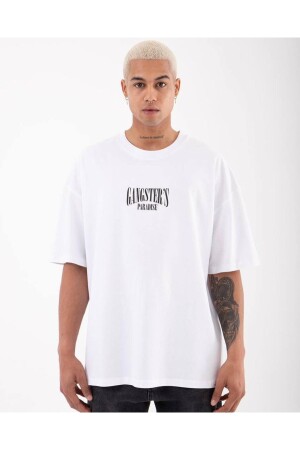 Gangsta Paradise Baskılı Oversize T-shirt %100 Pamuklu Penye Kumaş GANGSTAAAA - 4