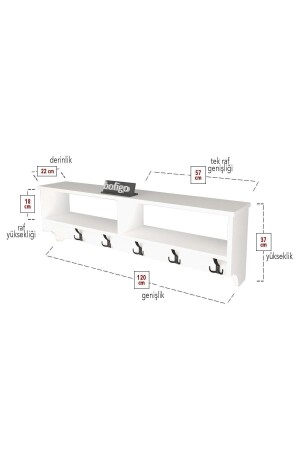 Garderobenleiste Wandaufhänger Kleiderbügel Wandaufhänger mit Ablage weiß 120 cm Bfg-Port-BykAsk - 10